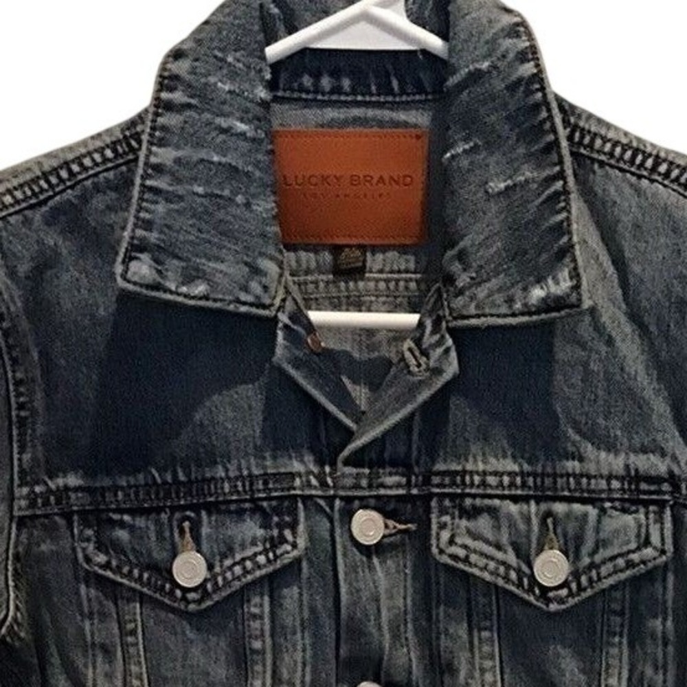 Lucky Brand Tomboy Trucker Jacket Small Women's Blue Distressed Denim 7WP10486